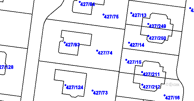 Parcela st. 427/74 v KÚ Březiněves, Katastrální mapa