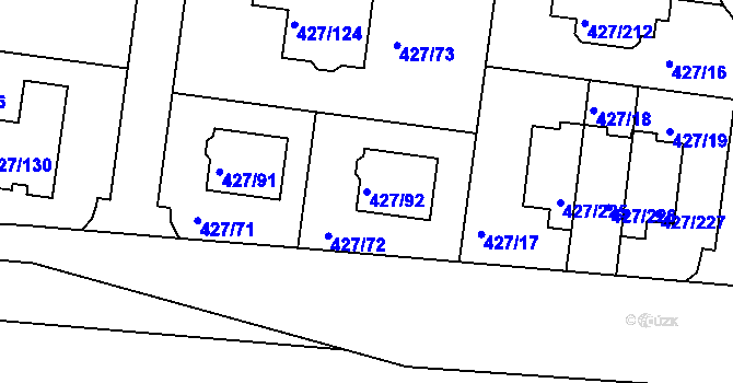 Parcela st. 427/92 v KÚ Březiněves, Katastrální mapa
