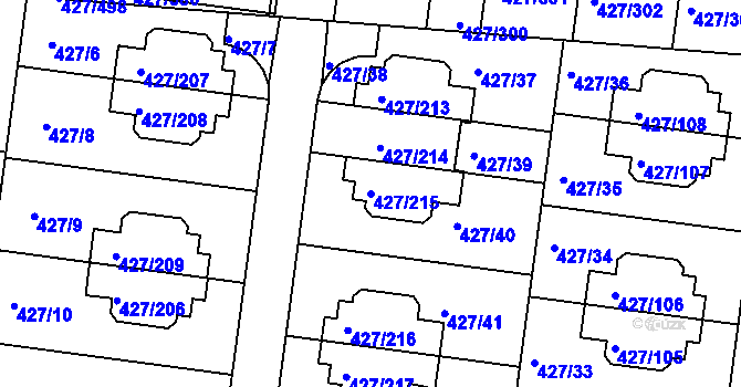 Parcela st. 427/215 v KÚ Březiněves, Katastrální mapa