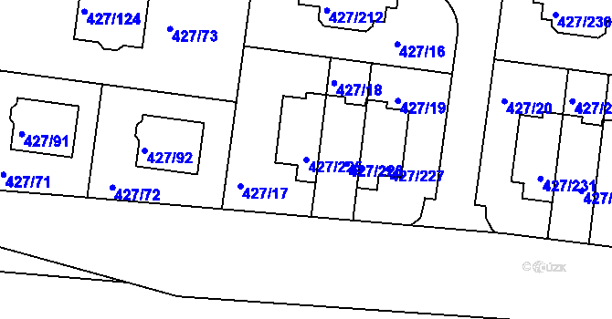 Parcela st. 427/225 v KÚ Březiněves, Katastrální mapa