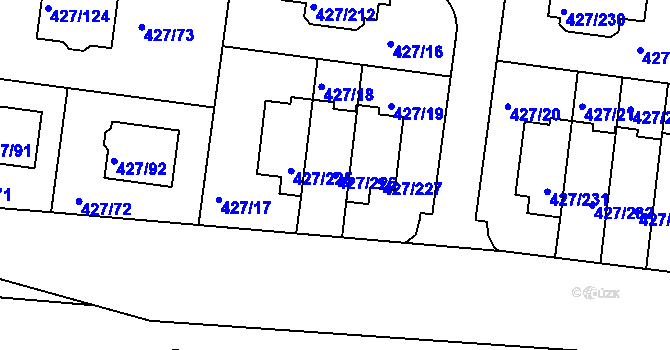 Parcela st. 427/226 v KÚ Březiněves, Katastrální mapa