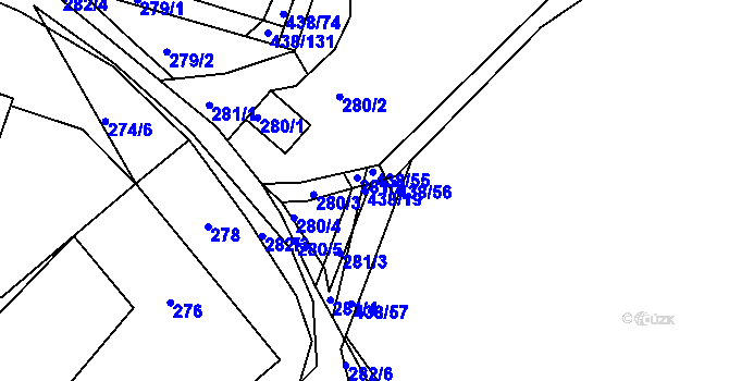 Parcela st. 438/19 v KÚ Březiněves, Katastrální mapa