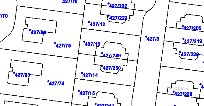 Parcela st. 427/249 v KÚ Březiněves, Katastrální mapa