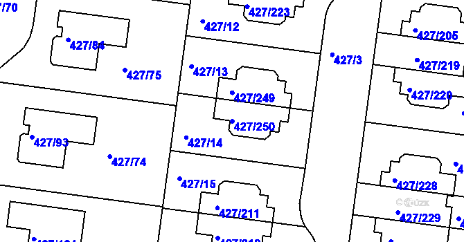 Parcela st. 427/250 v KÚ Březiněves, Katastrální mapa