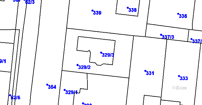Parcela st. 329/3 v KÚ Březiněves, Katastrální mapa