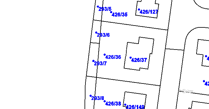 Parcela st. 426/36 v KÚ Březiněves, Katastrální mapa