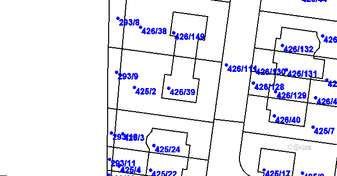 Parcela st. 426/39 v KÚ Březiněves, Katastrální mapa