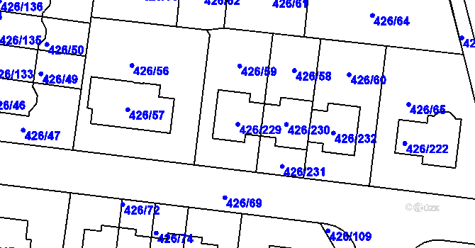 Parcela st. 426/229 v KÚ Březiněves, Katastrální mapa