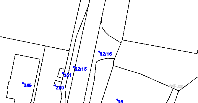 Parcela st. 52/16 v KÚ Březiněves, Katastrální mapa