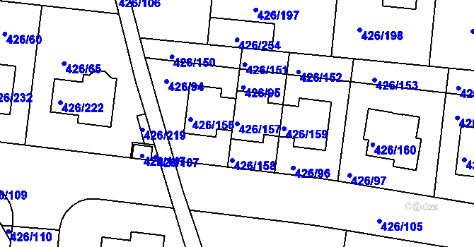 Parcela st. 426/157 v KÚ Březiněves, Katastrální mapa