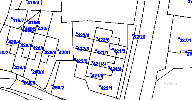 Parcela st. 421/1 v KÚ Březiněves, Katastrální mapa