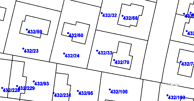Parcela st. 432/33 v KÚ Březiněves, Katastrální mapa