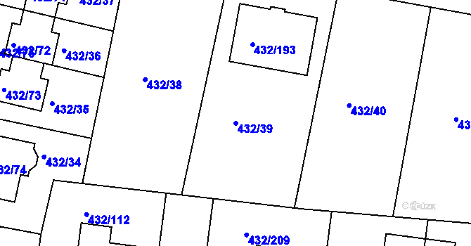 Parcela st. 432/39 v KÚ Březiněves, Katastrální mapa