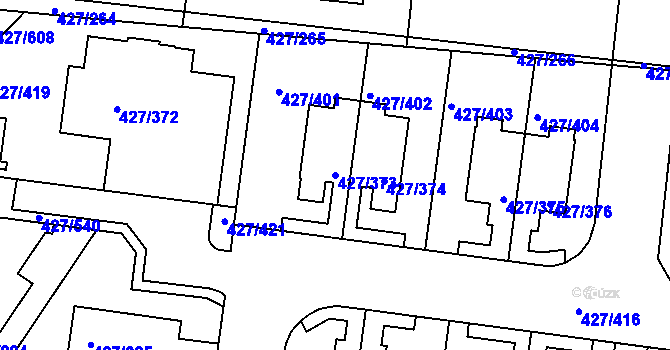Parcela st. 427/373 v KÚ Březiněves, Katastrální mapa