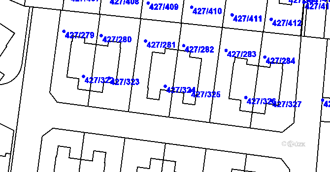 Parcela st. 427/324 v KÚ Březiněves, Katastrální mapa