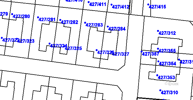 Parcela st. 427/326 v KÚ Březiněves, Katastrální mapa