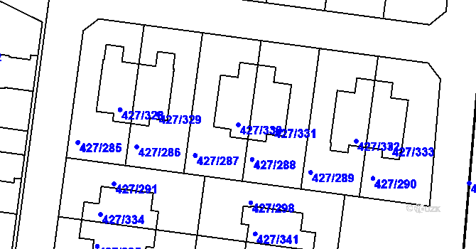 Parcela st. 427/330 v KÚ Březiněves, Katastrální mapa