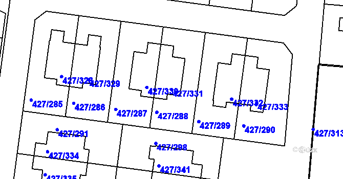 Parcela st. 427/331 v KÚ Březiněves, Katastrální mapa