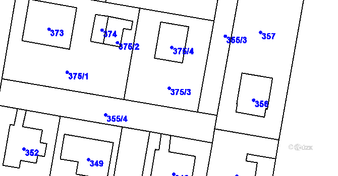 Parcela st. 375/3 v KÚ Březiněves, Katastrální mapa