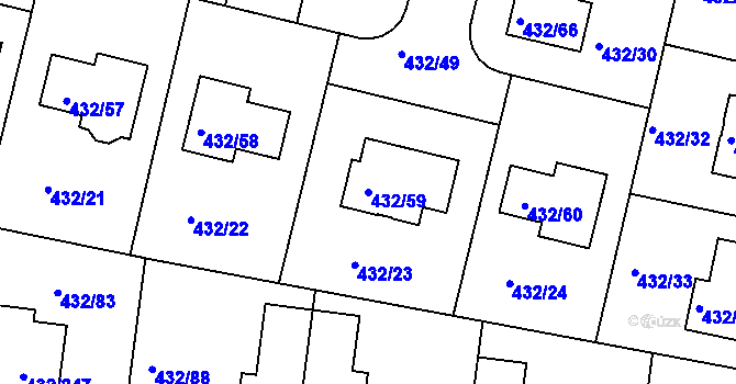 Parcela st. 432/59 v KÚ Březiněves, Katastrální mapa