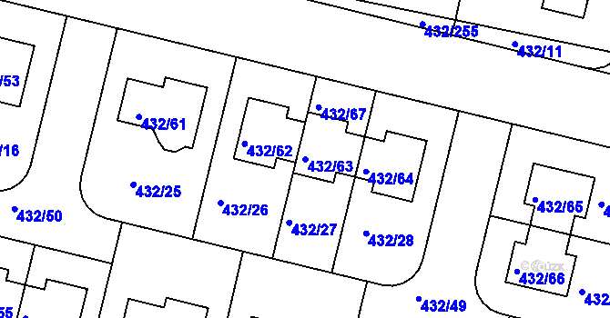 Parcela st. 432/63 v KÚ Březiněves, Katastrální mapa