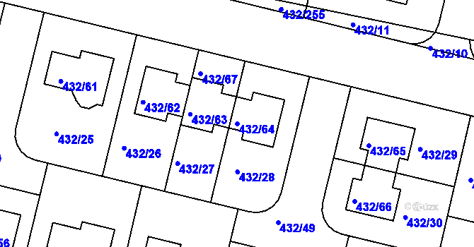 Parcela st. 432/64 v KÚ Březiněves, Katastrální mapa
