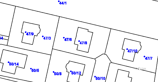 Parcela st. 47/8 v KÚ Březiněves, Katastrální mapa