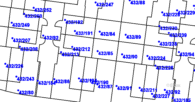 Parcela st. 432/85 v KÚ Březiněves, Katastrální mapa