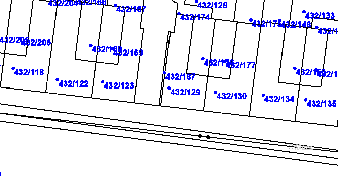 Parcela st. 432/129 v KÚ Březiněves, Katastrální mapa