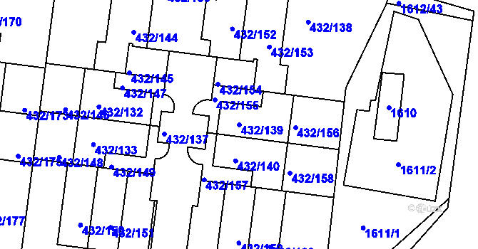 Parcela st. 432/139 v KÚ Březiněves, Katastrální mapa