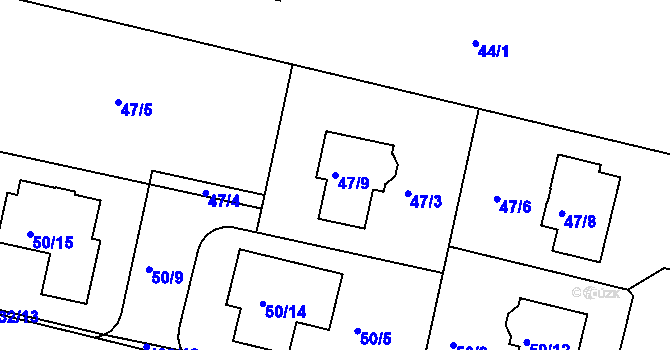 Parcela st. 47/9 v KÚ Březiněves, Katastrální mapa
