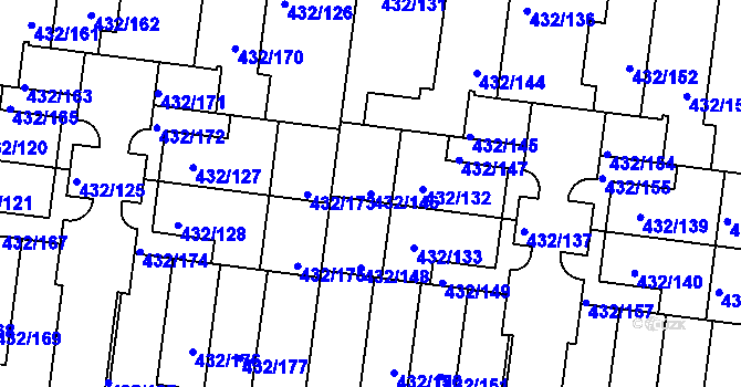 Parcela st. 432/146 v KÚ Březiněves, Katastrální mapa