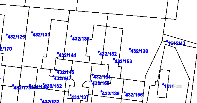 Parcela st. 432/152 v KÚ Březiněves, Katastrální mapa