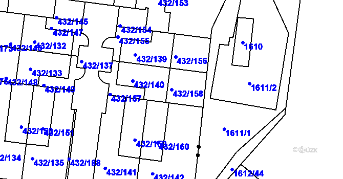 Parcela st. 432/158 v KÚ Březiněves, Katastrální mapa