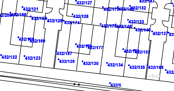 Parcela st. 432/177 v KÚ Březiněves, Katastrální mapa