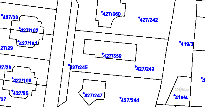 Parcela st. 427/359 v KÚ Březiněves, Katastrální mapa