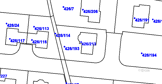 Parcela st. 426/213 v KÚ Březiněves, Katastrální mapa