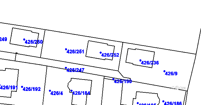 Parcela st. 426/252 v KÚ Březiněves, Katastrální mapa