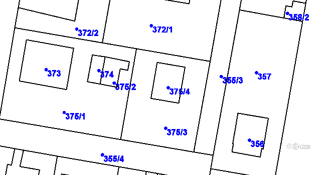 Parcela st. 375/4 v KÚ Březiněves, Katastrální mapa
