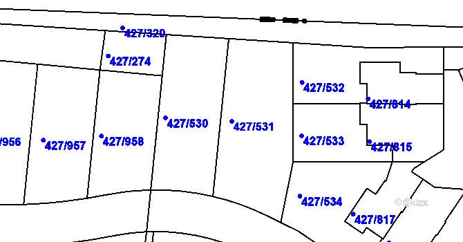 Parcela st. 427/531 v KÚ Březiněves, Katastrální mapa
