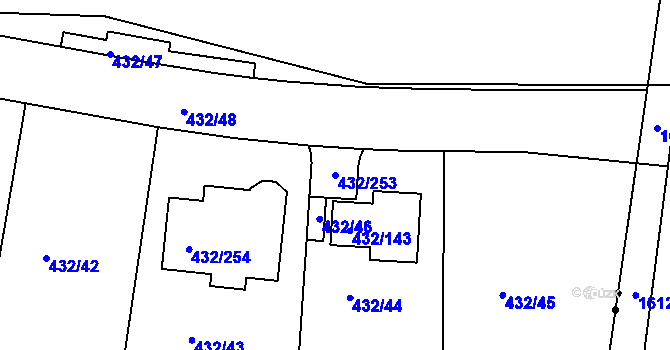 Parcela st. 432/253 v KÚ Březiněves, Katastrální mapa