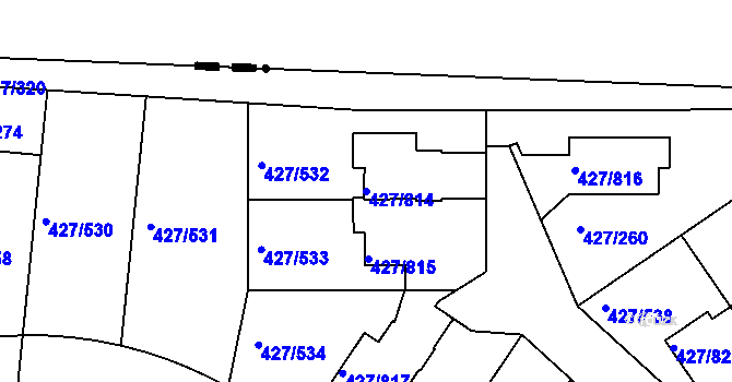 Parcela st. 427/814 v KÚ Březiněves, Katastrální mapa