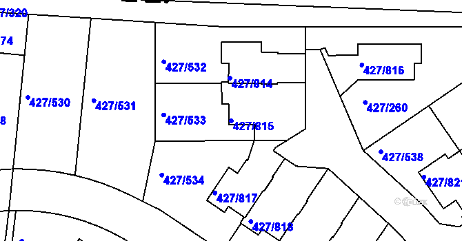 Parcela st. 427/815 v KÚ Březiněves, Katastrální mapa