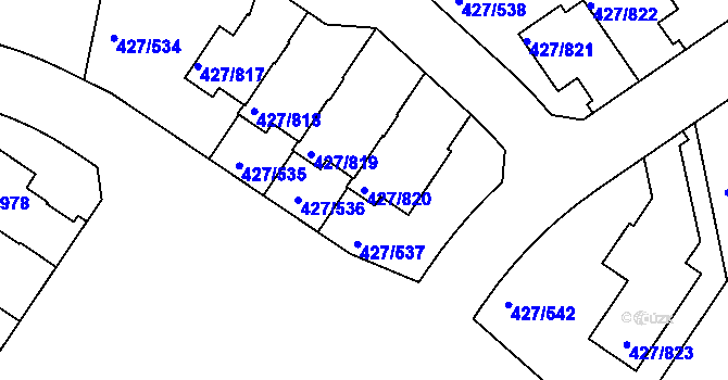 Parcela st. 427/820 v KÚ Březiněves, Katastrální mapa