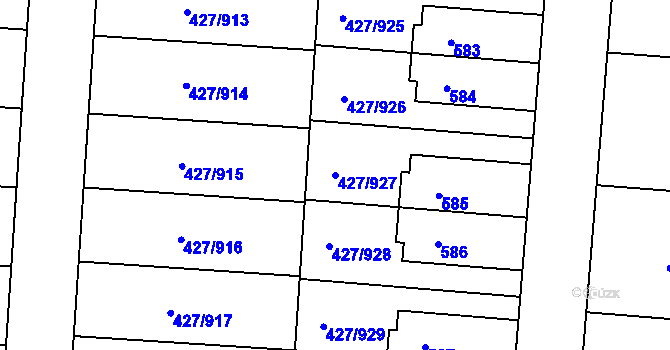 Parcela st. 427/927 v KÚ Březiněves, Katastrální mapa