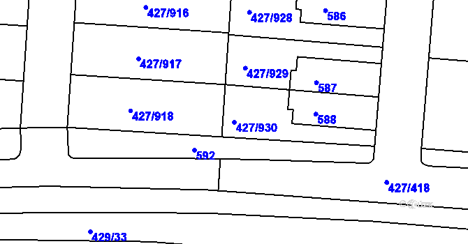 Parcela st. 427/930 v KÚ Březiněves, Katastrální mapa