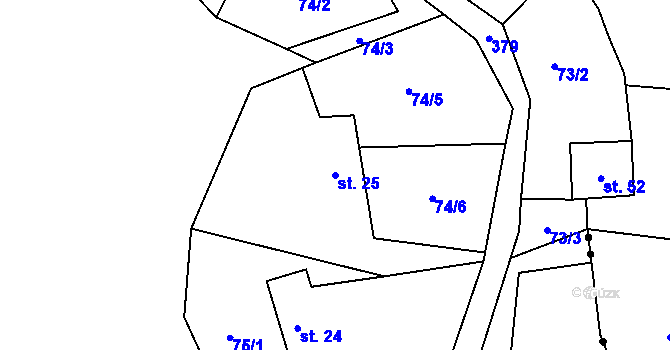 Parcela st. 25 v KÚ Březinka u Kokořína, Katastrální mapa
