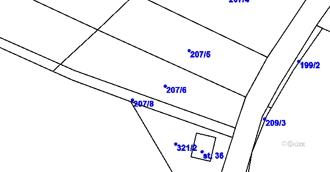 Parcela st. 207/6 v KÚ Březinka u Kokořína, Katastrální mapa