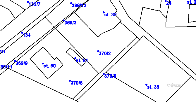 Parcela st. 370/2 v KÚ Březinka u Kokořína, Katastrální mapa
