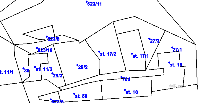 Parcela st. 17/2 v KÚ Šemanovice, Katastrální mapa